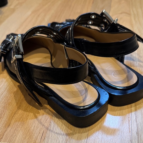Ganni Feminine Buckle Ballerinas in Black, Size 10 / 41 - Picture 4 of 6